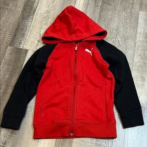 Puma Kids Red and‎ Black Hoodie Size 6